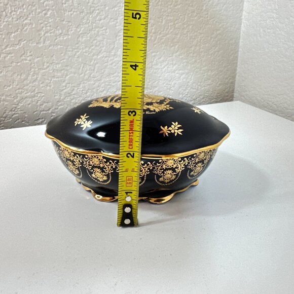 VTG Limoges Castel France Deep Cobalt Blue 22K Courting Scene Trinket Box EUC - Picture 16 of 16